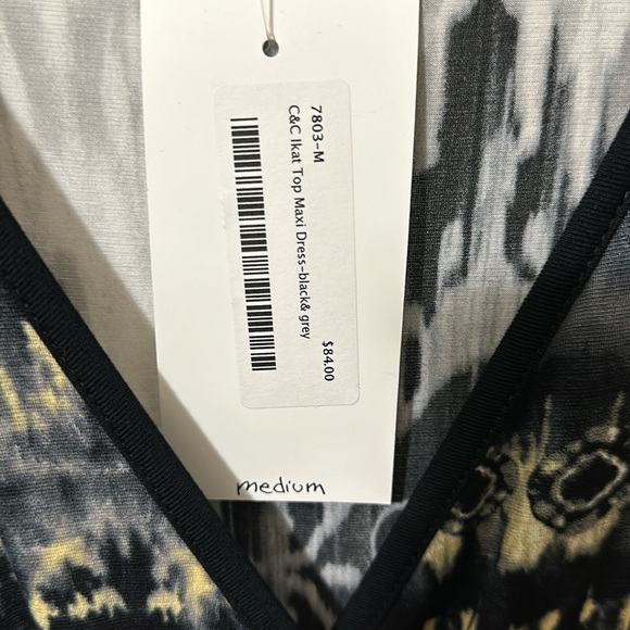 Sz Med⭐️NWT Chris and Carol Ikat Black & Grey Summer Maxi Dress - Picture 13 of 13